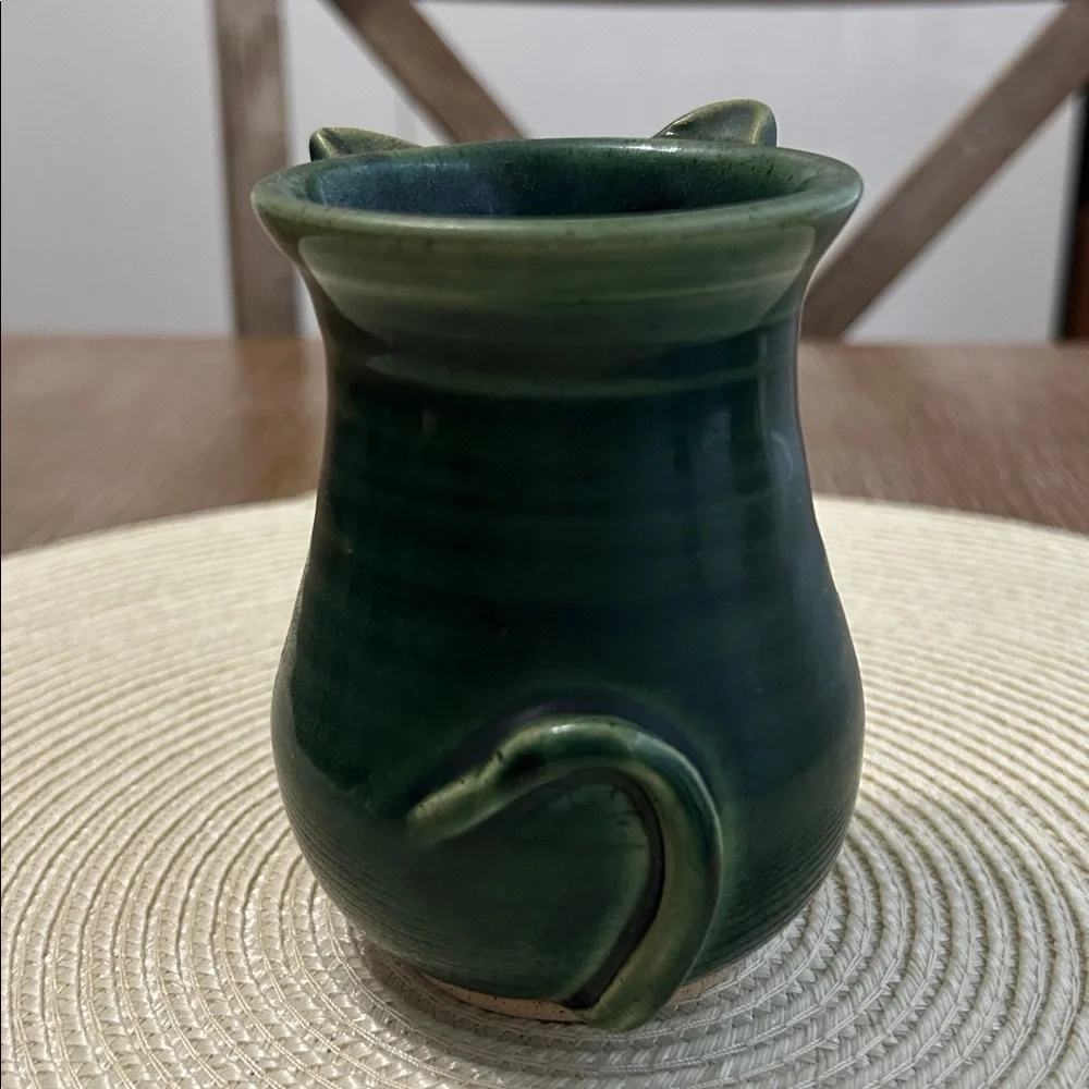 Handcrafted Green Cat Ceramic Egg Separator.